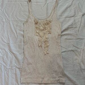 Abercrombie & Fitch Cream Tank Top with Floral Details